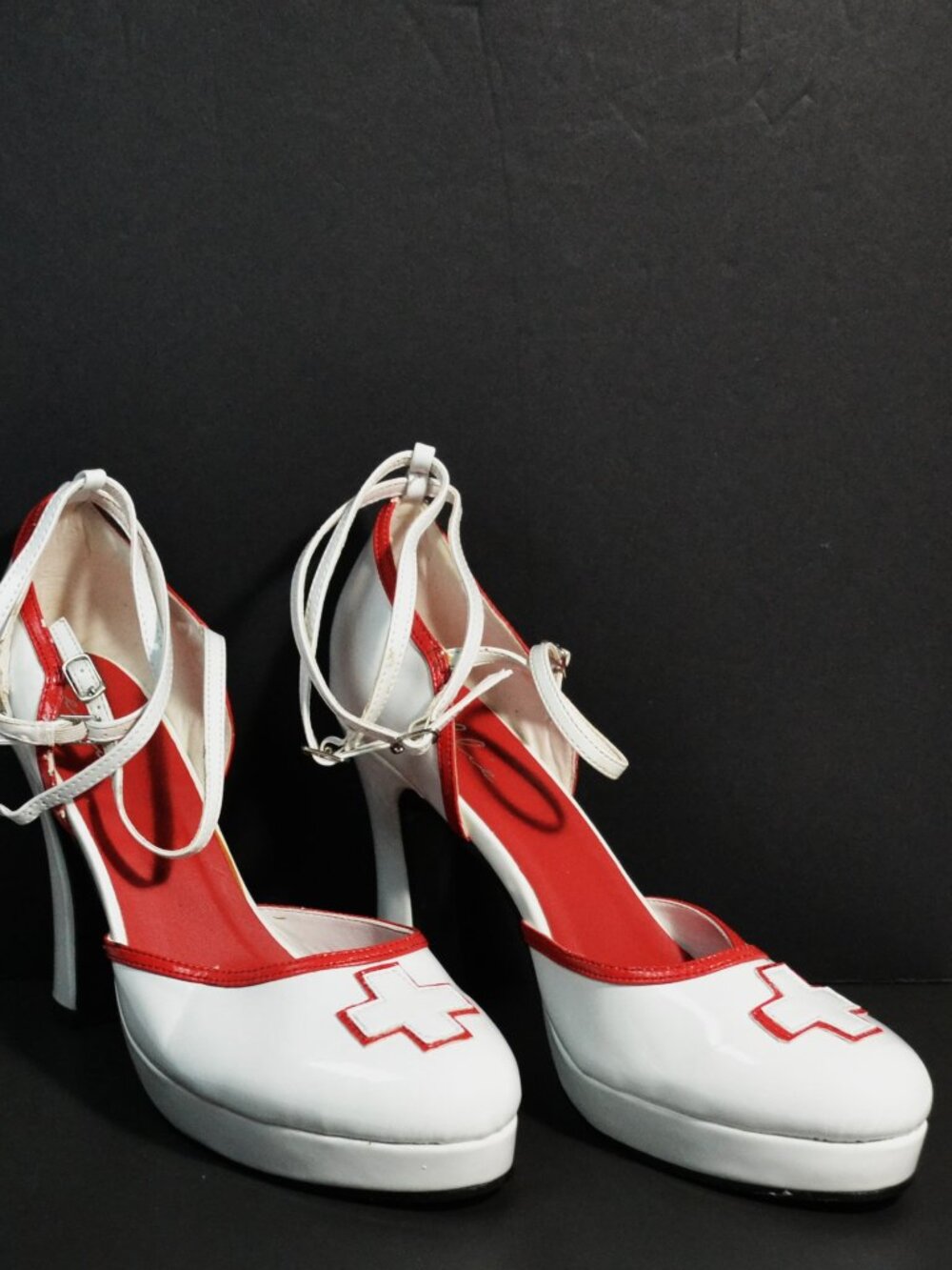 Ellie Costume Nurse Shoes High Heel With Straps Dress Up Cos Play Halloween